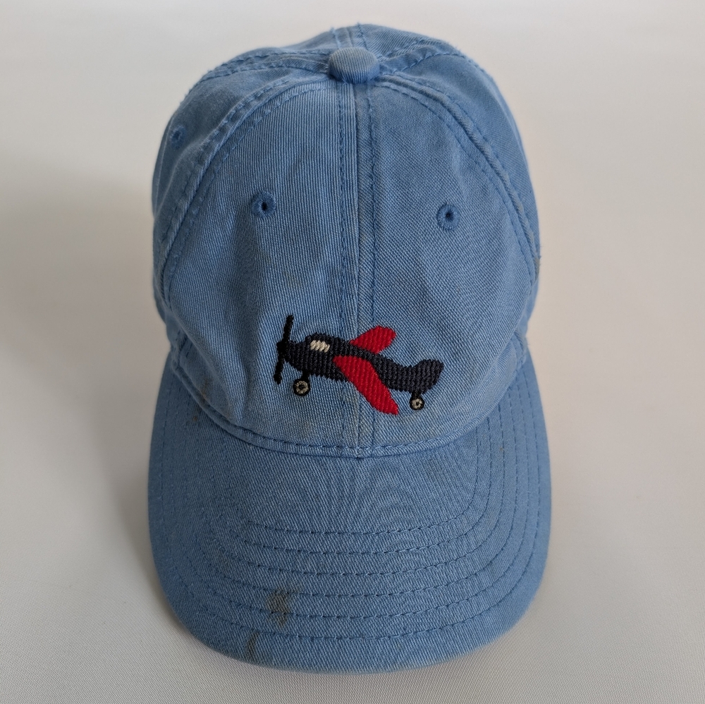 Children's Blue Cap with Airplane Embroidery